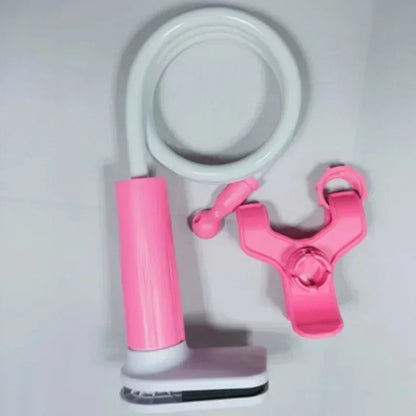 Adjustable long-arm baby monitor and phone holder for bed or cradle, pink