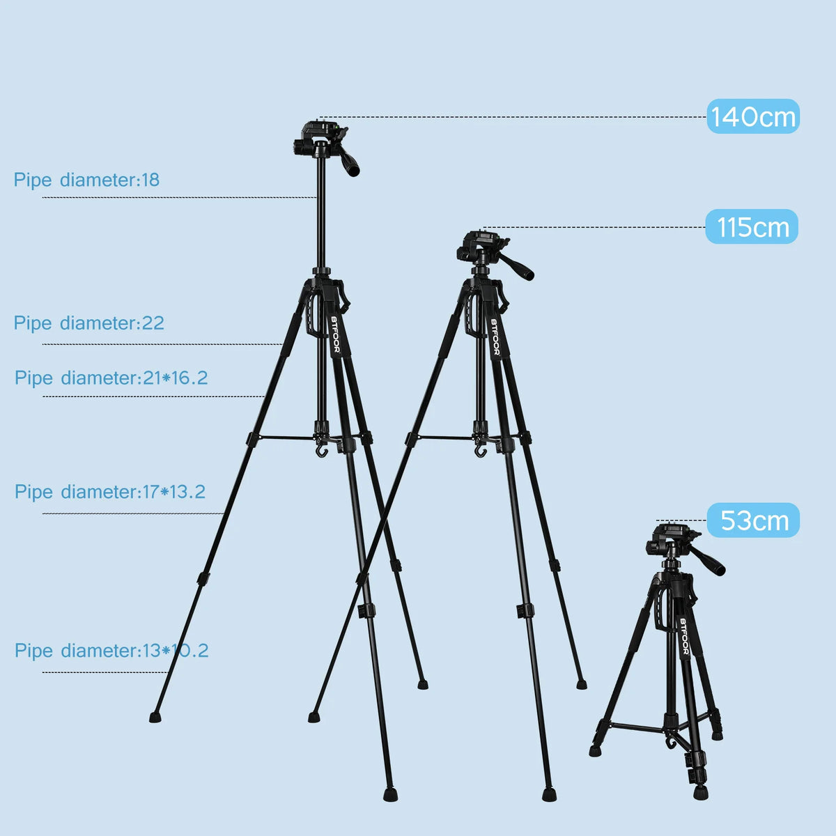 140 cm aluminum travel tripod, view 5