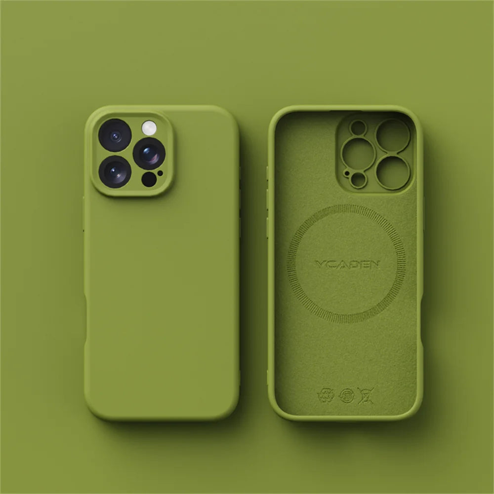 Liquid silicone MagSafe case for iPhone 13–18, green