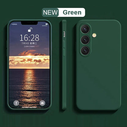 Soft liquid silicone case for Samsung Galaxy S23–S25, dark green