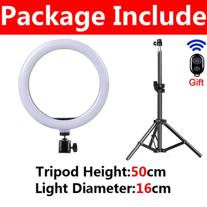 LED selfie ring light with tripod, phone holder and remote, view 12