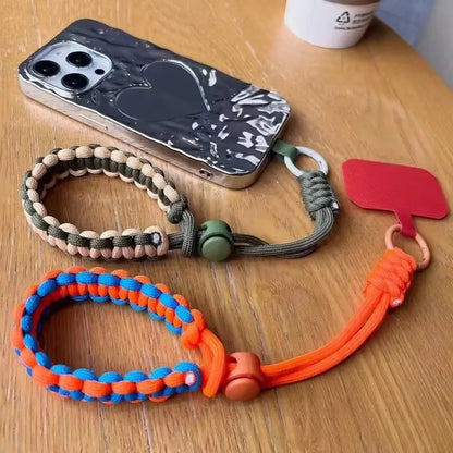 Handwoven adjustable phone wrist strap lanyard, view 2