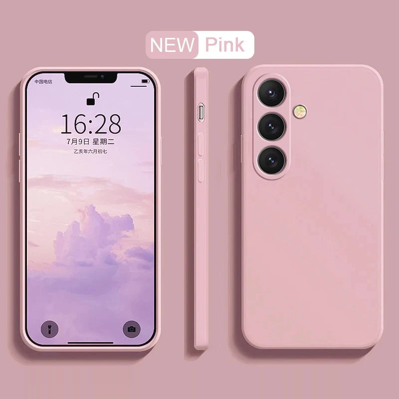 Soft liquid silicone case for Samsung Galaxy S23–S25, pink