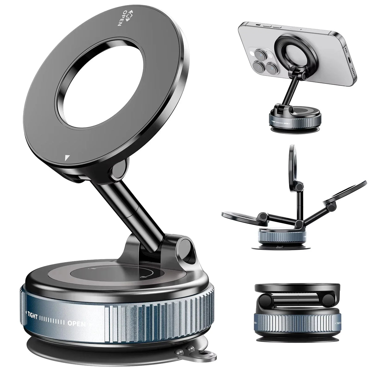 Vacuum suction cup magnetic car phone holder