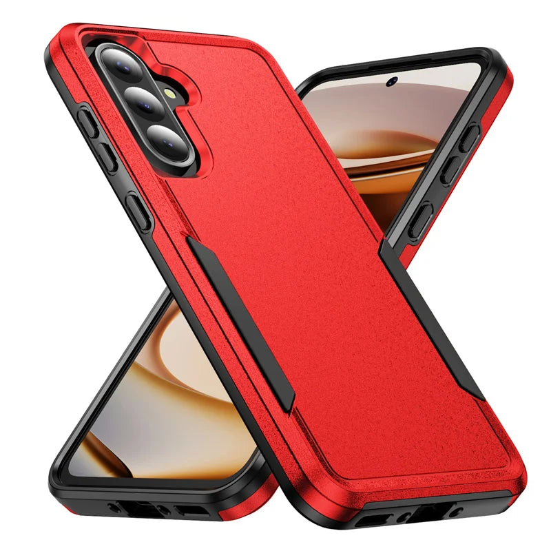 Hard PC+TPU armor case for Samsung Galaxy S and A series, red and black