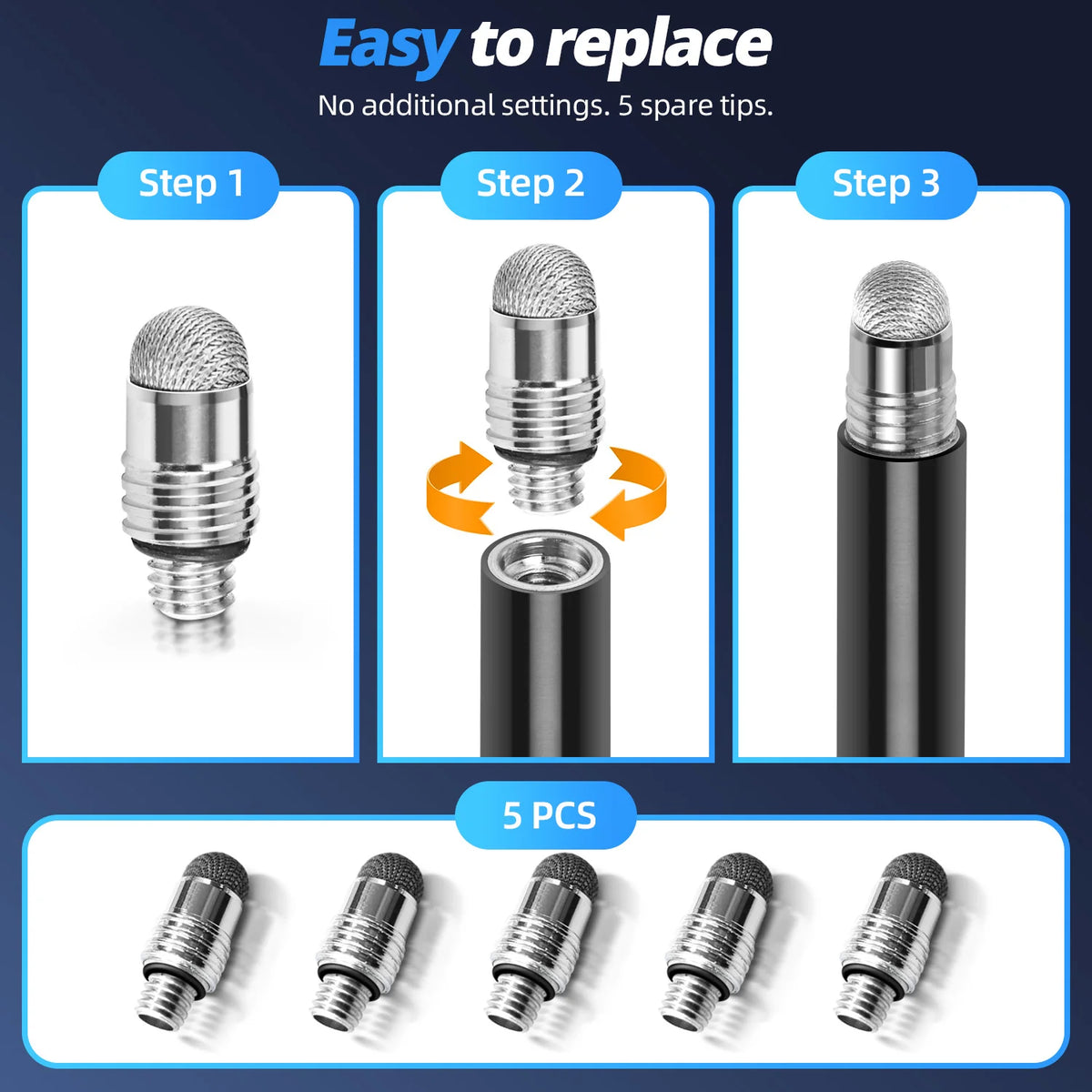 Long capacitive stylus pen for touch screens, view 7