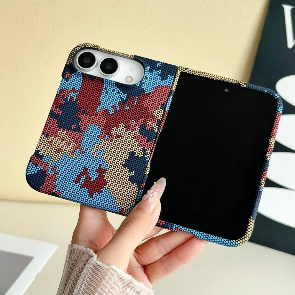Blue and red camo carbon slim case on iPhone Duo