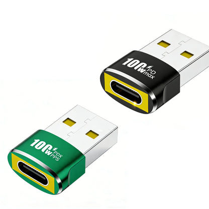 100W USB-C female to USB-A male OTG adapter, 2PCS