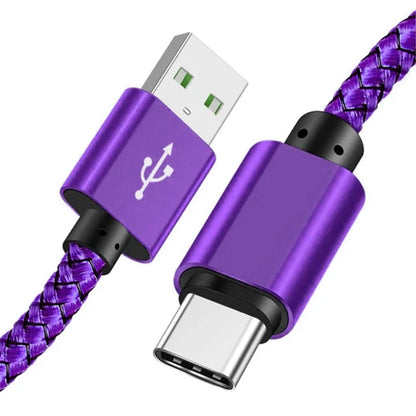Braided USB-A to USB-C cable, purple
