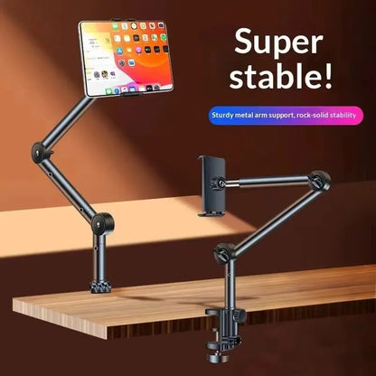 Adjustable overhead desktop phone stand for live streaming