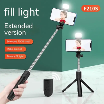 Expandable selfie stick tripod, black light, view 8