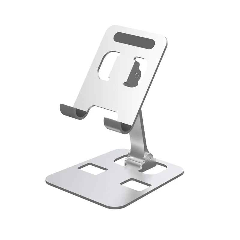Foldable aluminum alloy desk phone and tablet stand, silver