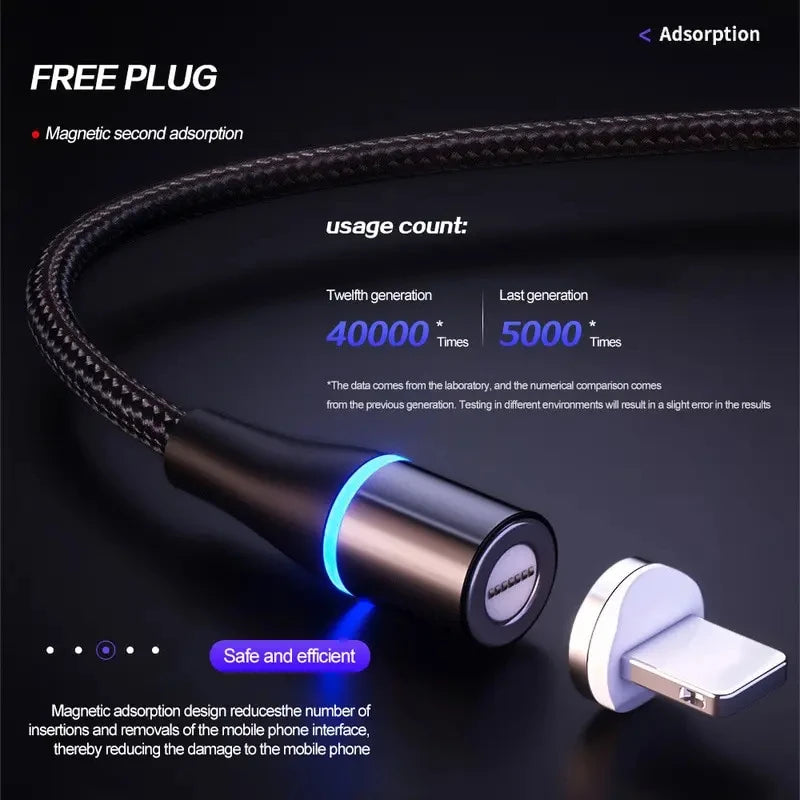 5A 3-in-1 magnetic luminous charging cable, view 2