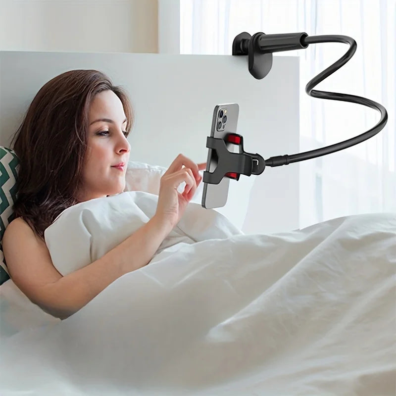 Bedside phone holder with flexible long arm and swivel headrest, view 2