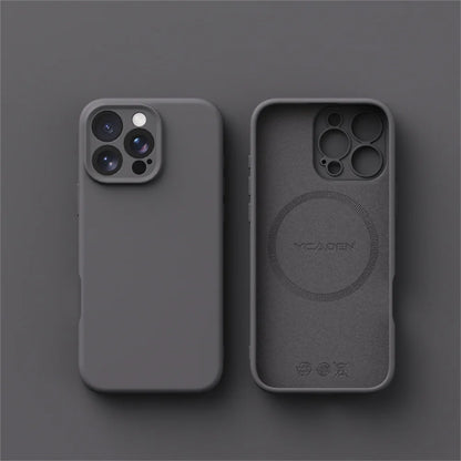 Liquid silicone MagSafe case for iPhone 13–18, dark gray