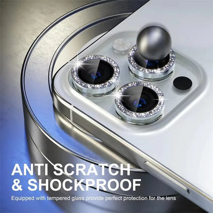 Diamond metal camera lens protector glass for iPhone, view 4