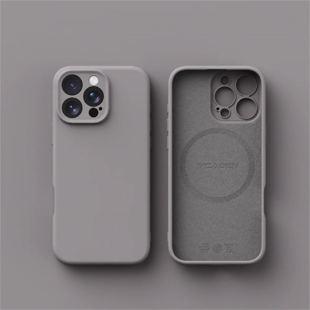 Liquid silicone MagSafe case for iPhone 13–18, titanium gray