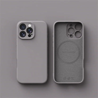 Liquid silicone MagSafe case for iPhone 13–18, titanium gray