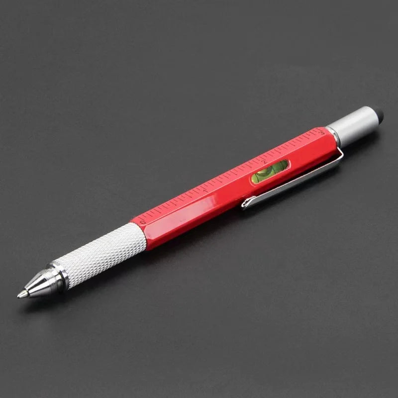 7-in-1 multifunction stylus pen with screwdriver, ruler and level, red
