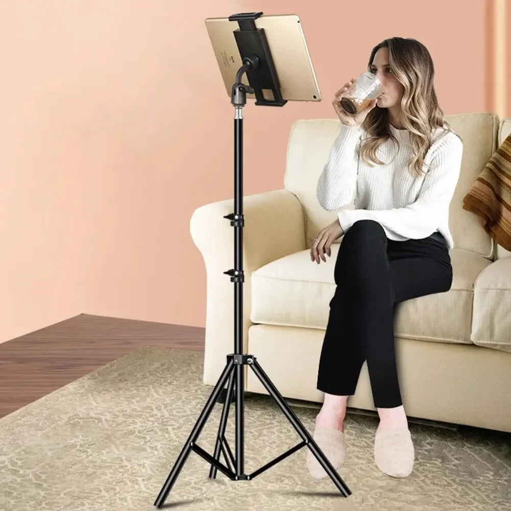 Adjustable tripod tablet floor stand with 360° rotating holder, view 4