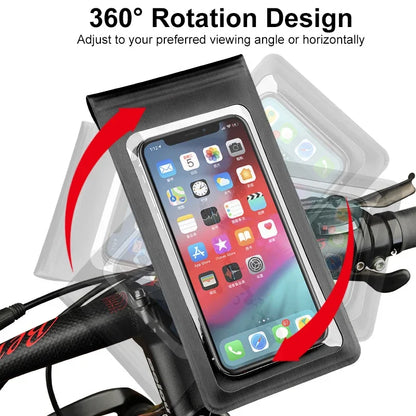 Waterproof touchscreen bike and motorcycle phone mount bag