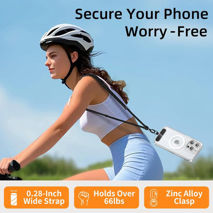 Adjustable crossbody phone lanyard with case clip, view 6
