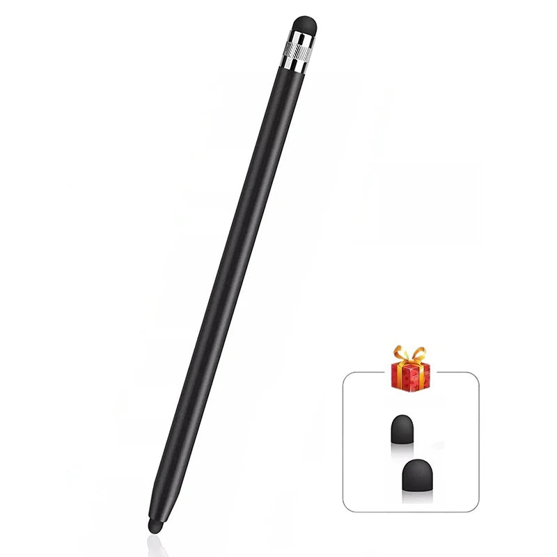 Universal capacitive stylus with dual silicone tips, black