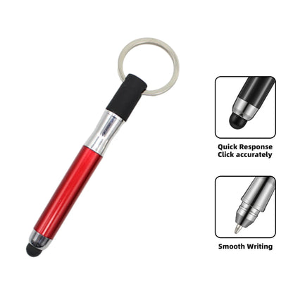 2-in-1 mini stylus and ballpoint pen keychain, red