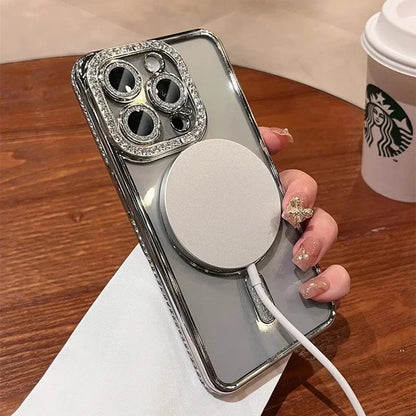 Glitter diamond clear magnetic bumper case for iPhone 11–18, view 3