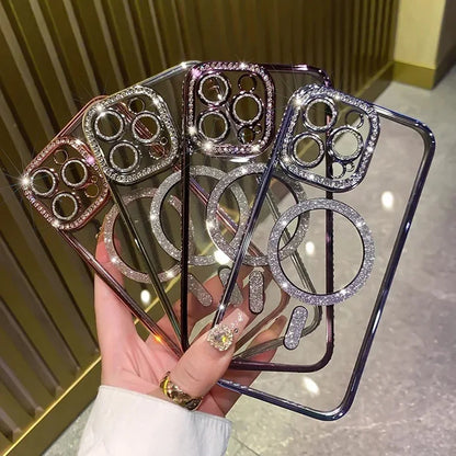 Glitter diamond clear magnetic bumper case for iPhone 11–18, view 5