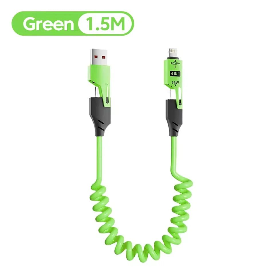 4-in-1 65W coiled charging cable, view 8