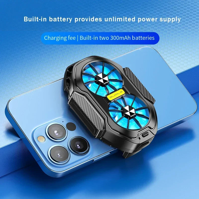 Dual-fan phone cooler with wireless battery, view 4
