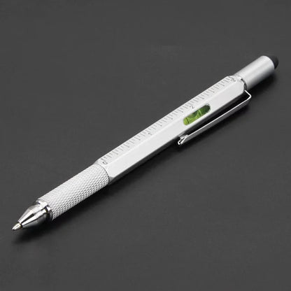 7-in-1 multifunction stylus pen with screwdriver, ruler and level, silver
