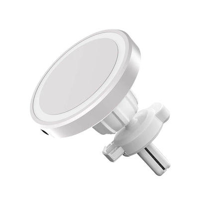 Magnetic air vent wireless charging car mount for MagSafe, white