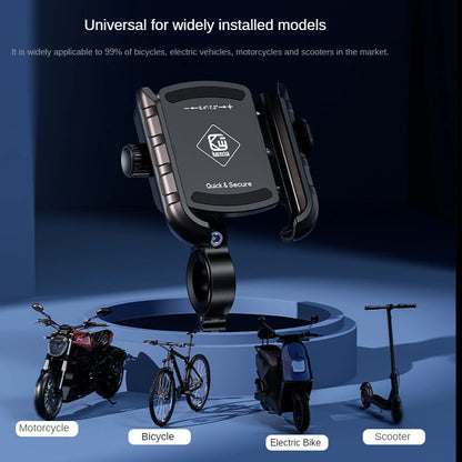 One-touch auto-lock motorcycle and bike phone mount, view 3