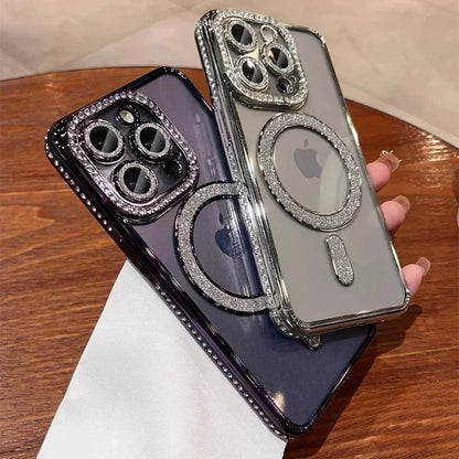 Glitter diamond clear magnetic bumper case for iPhone 11–18, view 2