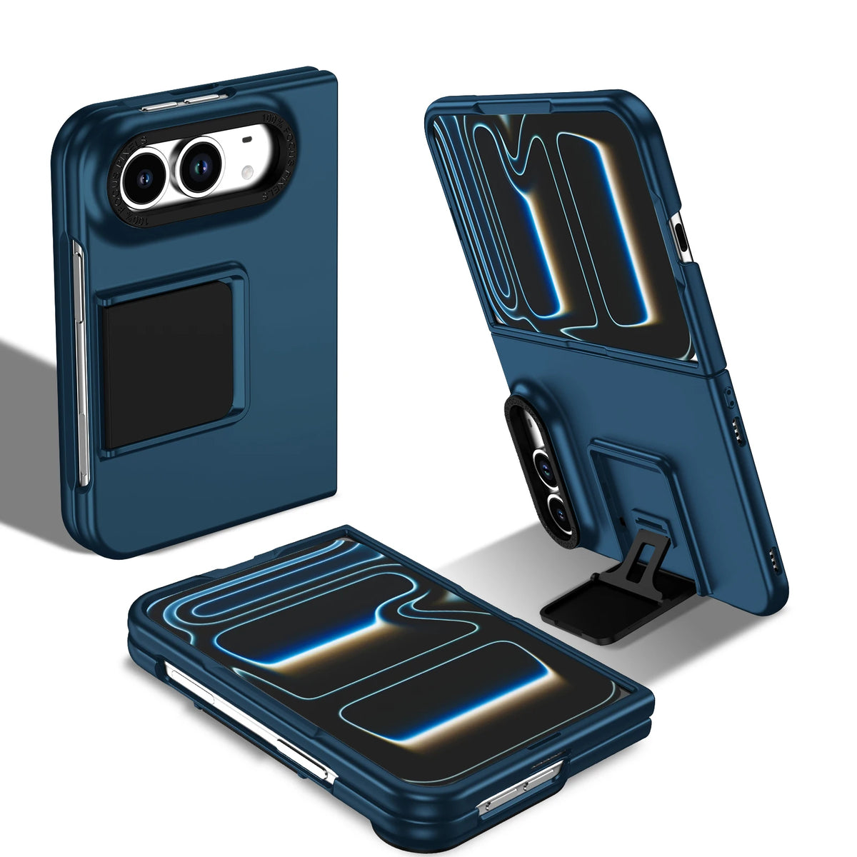 Armour stand case in blue, stand deployed
