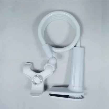 Adjustable long-arm baby monitor and phone holder for bed or cradle, white