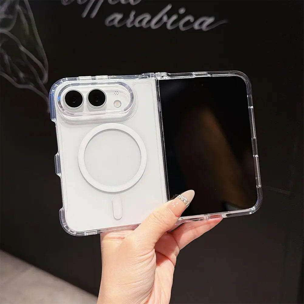 Hybrid shell armour case fitted to an iPhone Duo, back view in hand