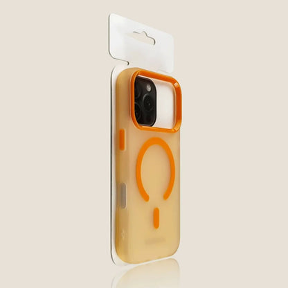 Matte clear shockproof MagSafe case for iPhone 11–17 & Air, orange