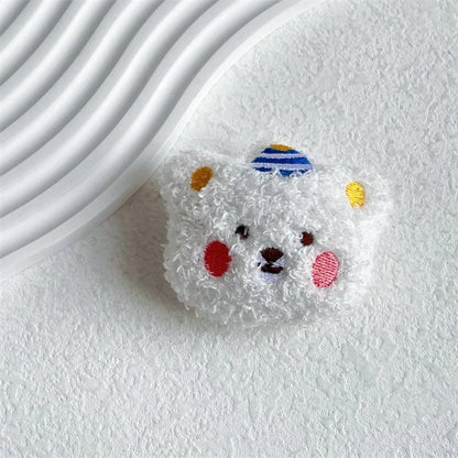 Fluffy plush bear folding phone grip, view 7