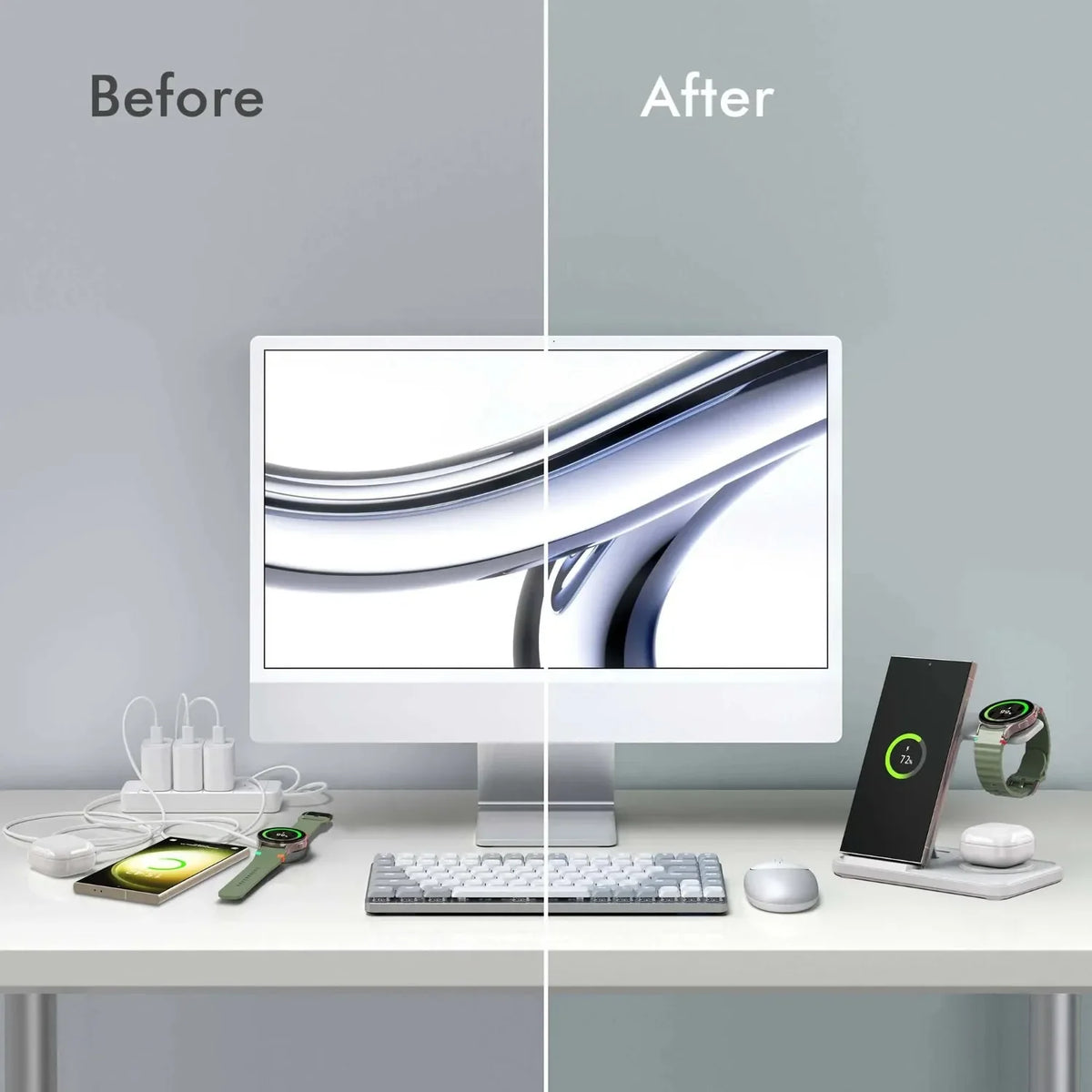 3-in-1 wireless charging station for Galaxy S24–S26, view 4
