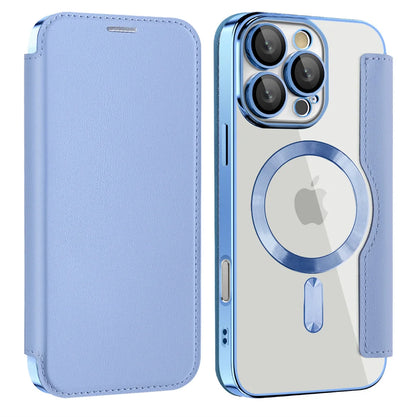 Clear flip leather wallet case