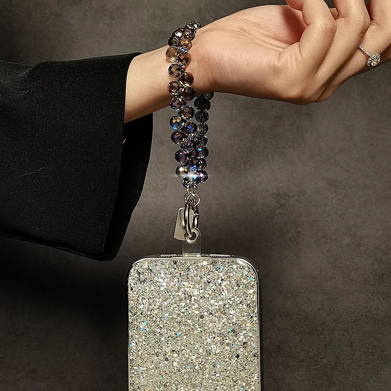 Handmade crystal bead phone wrist chain, view 4