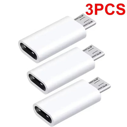 Micro USB female to USB-C male OTG adapter, 3Pcs white