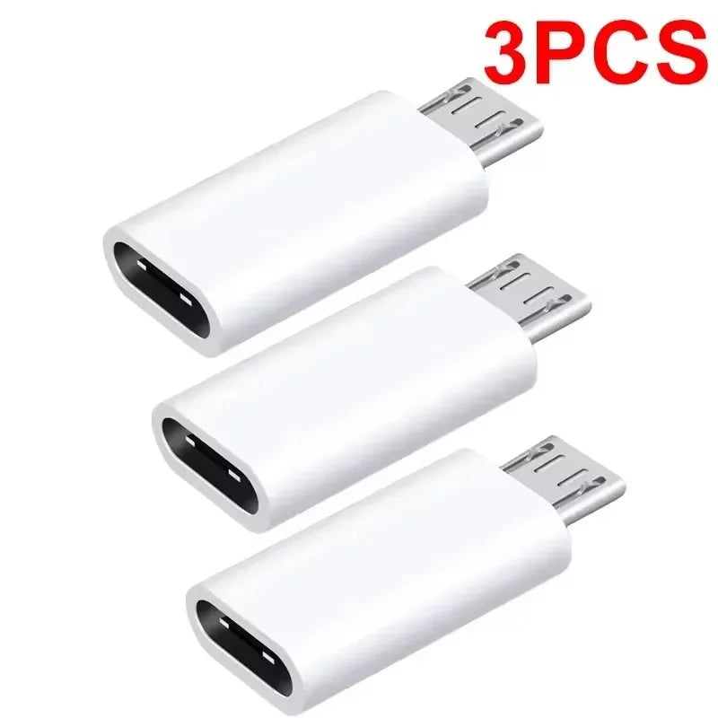 Micro USB female to USB-C male OTG adapter, 3Pcs white
