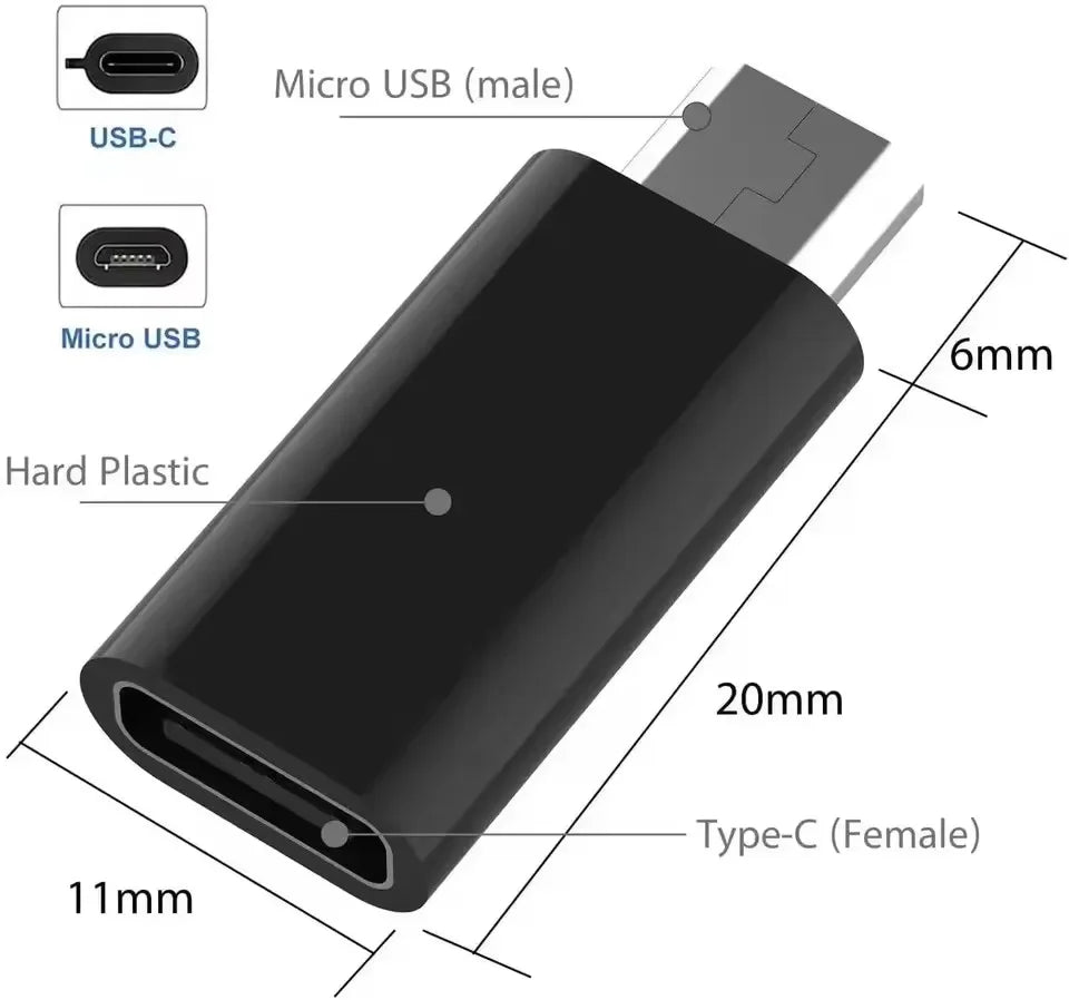 Micro USB female to USB-C male OTG adapter, view 6