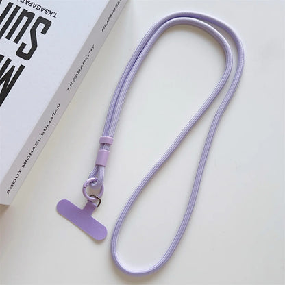 Long crossbody phone lanyard with case connection clip, light purple