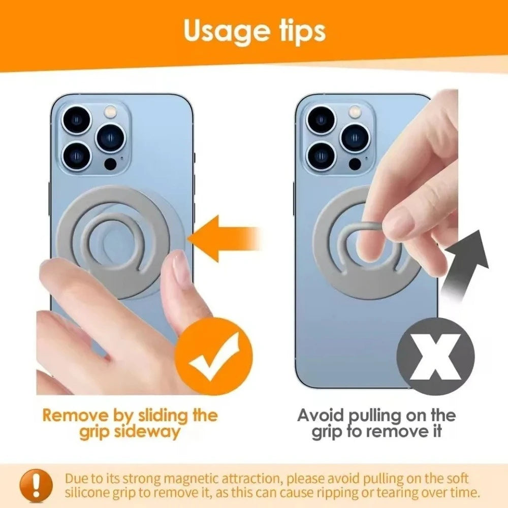 Magnetic silicone finger ring grip stand for iPhone 15–17, view 6