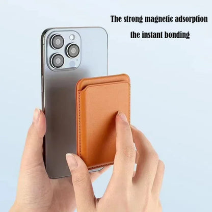 Strong magnetic leather wallet with hidden stand for iPhone 13–15, view 4